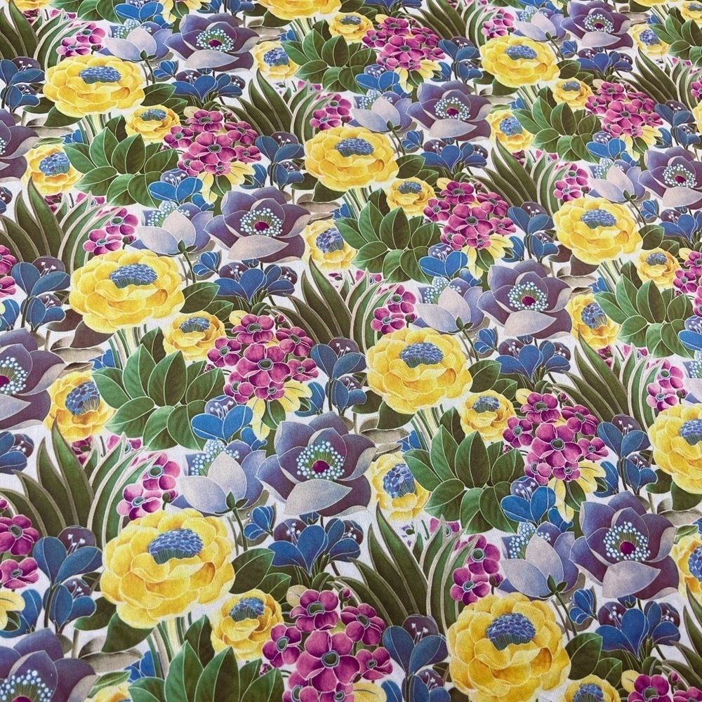 Vintage Floral Fabric ~2.6 Yards Bold Retro Flowers Stretch Knit 70s 80s - Picture 2 of 6